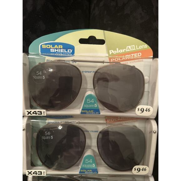 Solar Shield Clip-On Sunglasses Foster Grant's‎ 54 Sq 5 NEW! Lot Of Three. - Picture 2 of 4